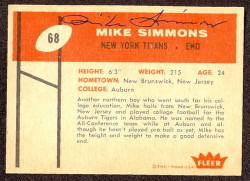 Autographed 1960 Fleer Mike Simmons