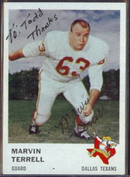 autographed 1961 fleer marvin terrell