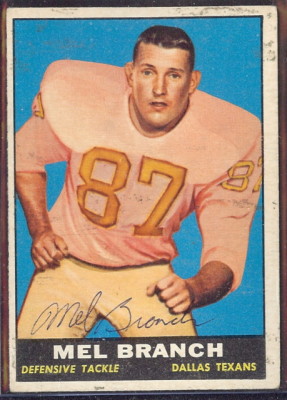 autographed 1961 topps mel branch
