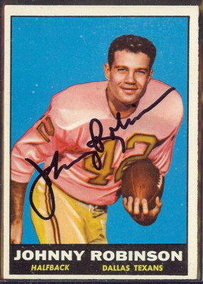 autographed 1961 topps johnny robinson