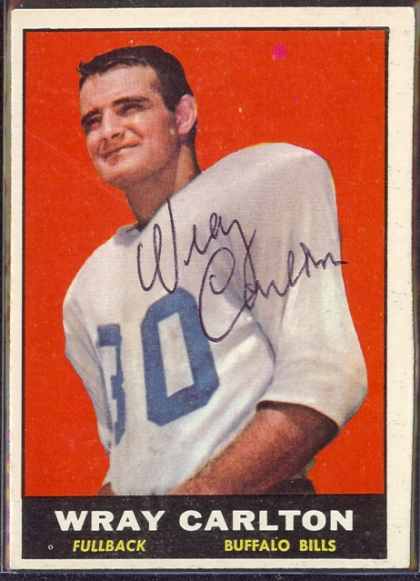 autographed 1961 topps wray carlton