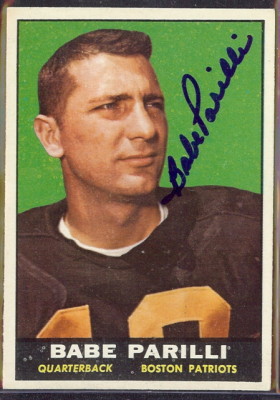 autographed 1961 topps babe parilli