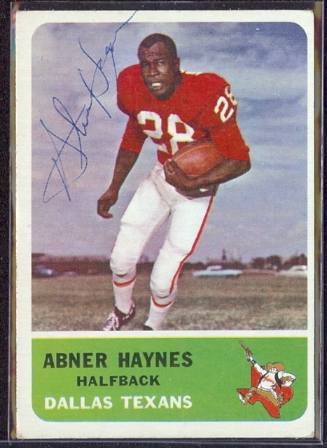 autographed 1962 fleer abner haynes