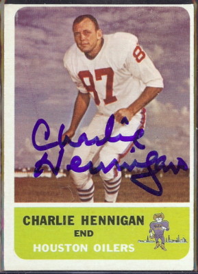 autographed 1962 fleer charlie hennigan