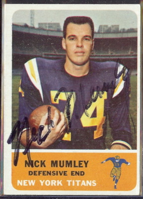 autographed 1962 fleer nick mumley