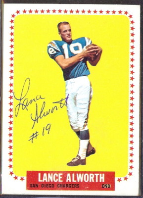 autographed 1964 topps lance alworth