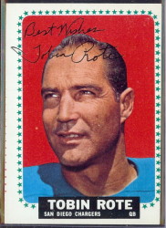 autographed 1964 topps tobin rote