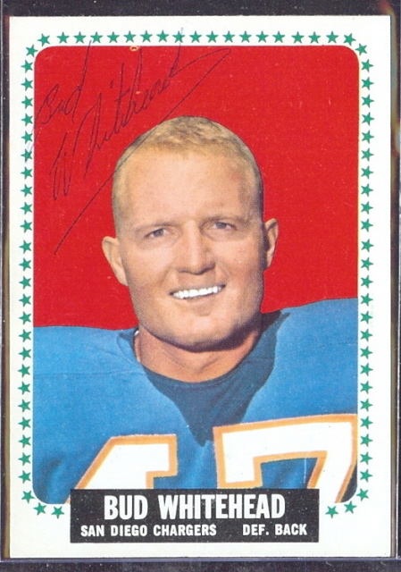 autographed 1964 topps bud whitehead