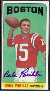 autographed 1965 topps babe parilli