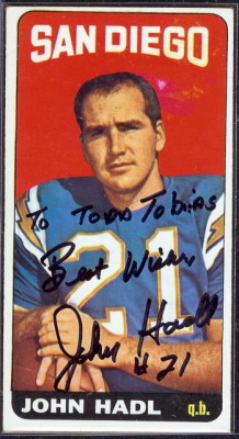 autographed 1965 topps john hadl