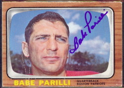 autographed 1966 topps babe parilli