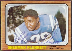 autographed 1966 topps sherman plunkett