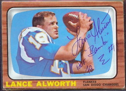 autographed 1966 topps lance alworth
