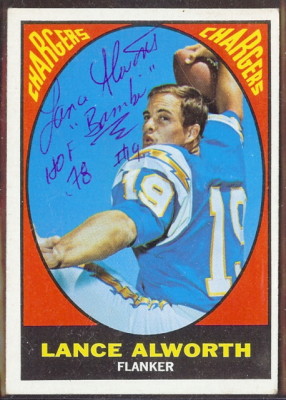 autographed 1967 topps lance alworth