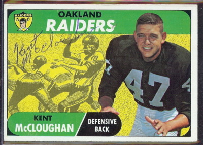 autographed 1968 topps kent mccloughan