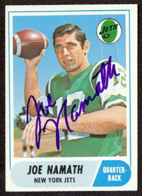 autographed 1968 topps joe namath