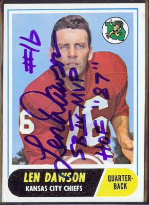 autographed 1968 topps len dawson