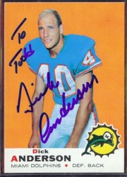autographed 1969 topps dick anderson