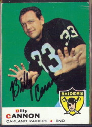 autographed 1969 topps billy cannon