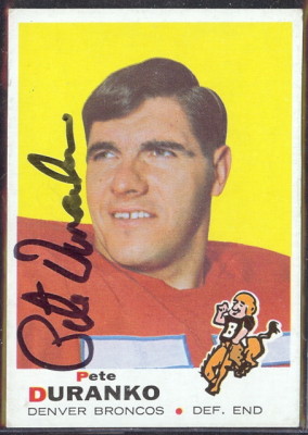 autographed 1969 topps pete duranko