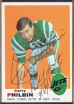 autographed 1969 topps gerry philbin