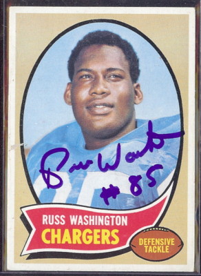 autographed 1970 topps russ washington