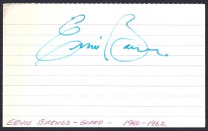 ernie barnes autographed index card