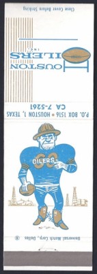1960 Oilers Matchbook - Back