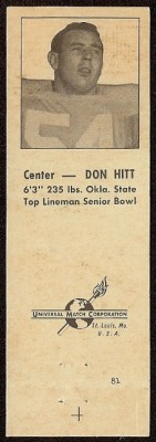 1960 Oilers Matchbook - Don Hitt