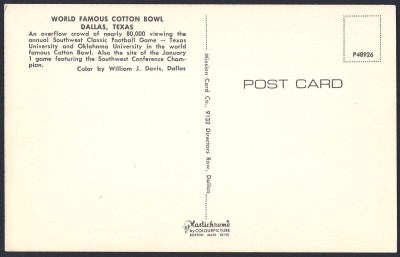 cotton bowl postcard